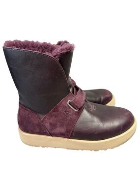 UGG Isley Purple Waterproof Leather Shearling Lined Winter Boots